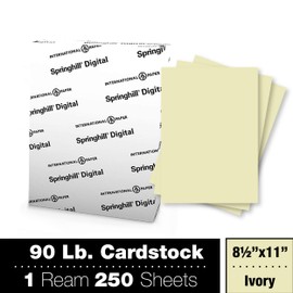 Springhill 8.5” x 11” Ivory Colored Cardstock Paper, 90lb, 163gsm, 250 Sheets (1 Ream) – Premium Lightweight Cardstock, Printer Paper with Smooth Finish for Cards, Flyers, Scrapbooking & More – 056100R