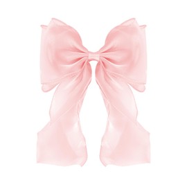 Large Hair Bow Clips for Women, Pink Bow Hair Barrettes with Long Tail French Hair Ribbon Clips Hair Accessories for Girls (Light Pink)