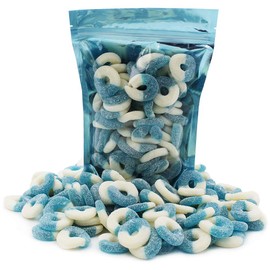 Blue Raspberry Gummi Rings Candy, Assorted Fruit Flavors Gummies, Allergy Friendly, Non-GMO, No Artificial Sweeteners Gummy (10oz Bag)