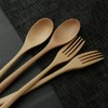 YFWOOD Spoon Fork Set, 4 Pieces, Wooden Cutlery, Dinnerware Set,
