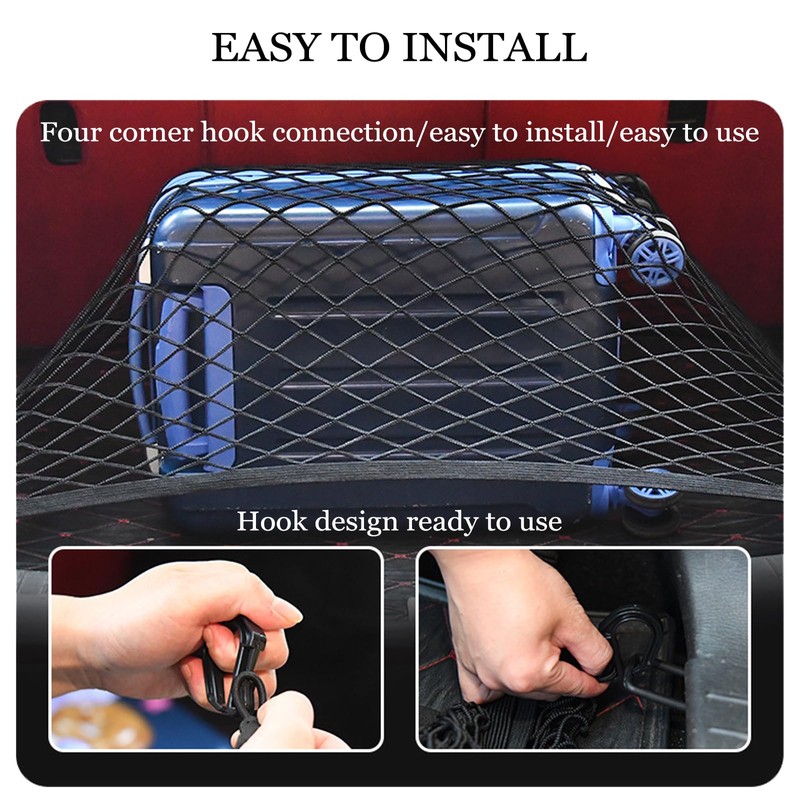 EDLMKM CCar Cargo Net, Adjustable Elastic Car Boot Mesh 60x40cm,