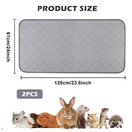 PIPI Pads for Guinea Pig Cage Liners, Pack of 2 Pads for Pets, Carpet for Guinea Pig Cage, Washable Small Animal Pee Pads, Super Absorbent PIPI Pad for Small Animals, Non-Slip