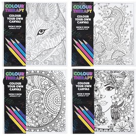 Colour Your Own Pre-Drawn Stretched Kids Children Canvas to Paint 30cm x 30cm (12” x 12”) Randomly Selected