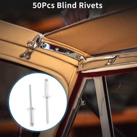 TUCKBOLD Dome Head Large Flange Blind Rivets Silver Tone 50 Pcs 5mm Grip Diameter 16mm Grip Length 9.5mm Flange Diameter Aluminum Alloy Iron