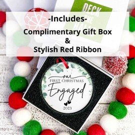 Yippee Daisy - Engagement Gifts for Couples - Our First Christmas Engaged - 2023 Engagement Ornament - Bridal Shower Gift