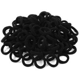 Hanyousheng Pack of 100 Girls Hair Bobbles Small Baby Hair Scrunchies Mini Hair Scrunchie Black, Small Mini Seamless Hair Bands, Hair Band Set for Baby Children Little Girls