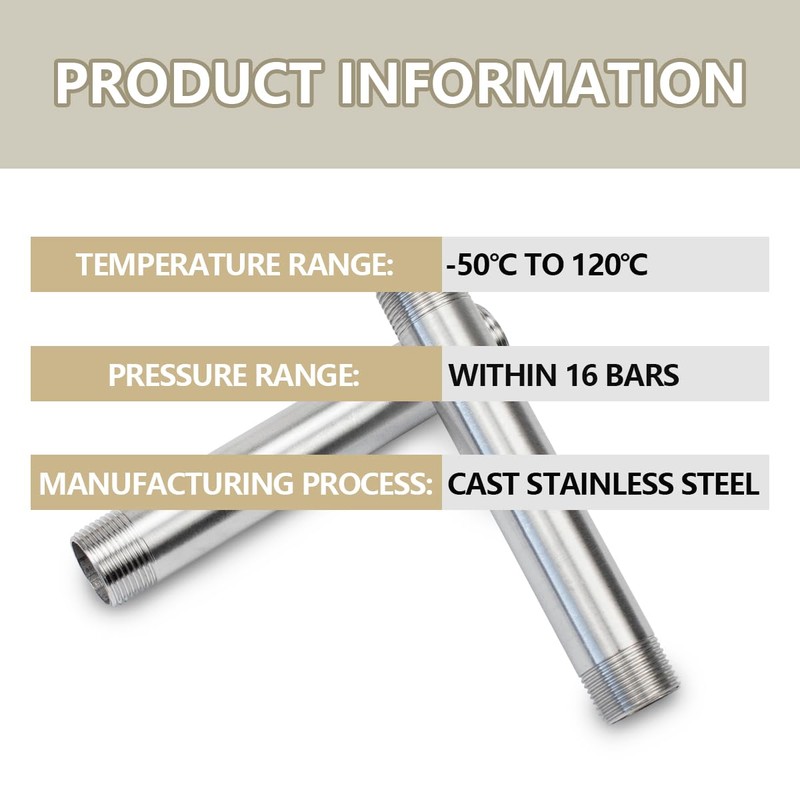 Bwintech 2 Pcs 150MM 1/2" Male × 1/2" Male BSP