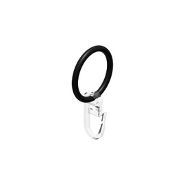 INTERDECO Curtain Pole Rings with Pleat Hooks / Curtain Rings in Black for 16 mm Diameter (Pack of 10)