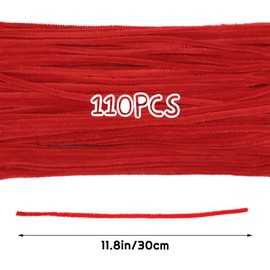 110 Pieces Christmas Pipe Cleaners, Red Craft Pipe Cleaners, Pipe Cleaners Chenille Stem, Pipe Cleaners Bulk, Art Pipe Cleaners for Creative Home Decoration Supplies Arts and Crafts Project