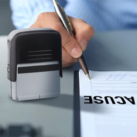 Sello ACUSE - Sello Autoentintable Frase Acuse - Tamaño de Impresión 4.7x1.8cm (Negro)