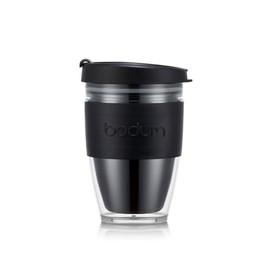 Bodum, Tazza da viaggio Joycup, a doppia parete, 0,3 l, con fascia nera, in plastica, 11889-01S
