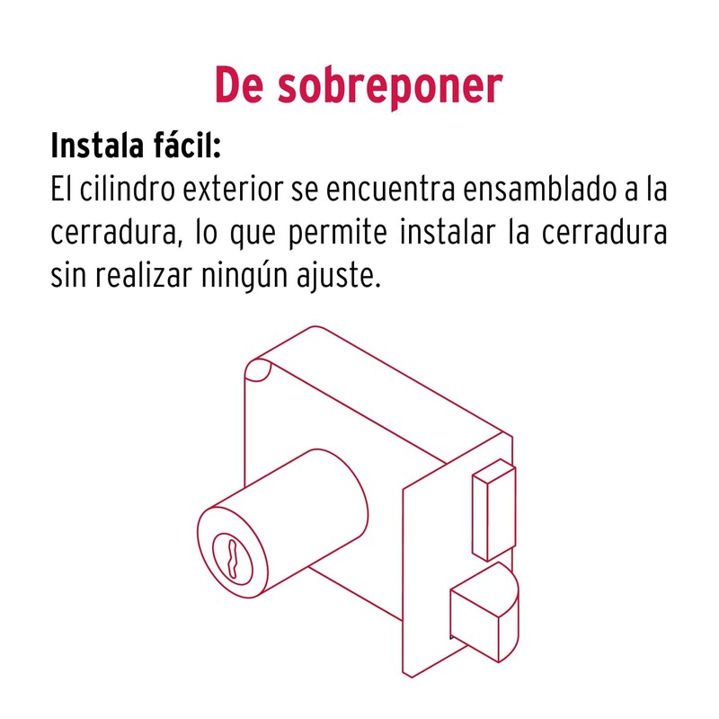 Hermex CS-756I, Cerradura sobreponer izq instala-fácil tradicional color negro