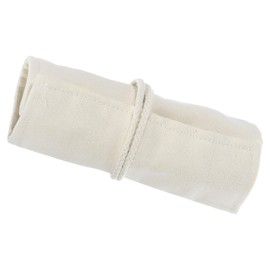 PATIKIL Handmade 12 Slots Roll Up Pencil Case, Canvas Pencil Wrap Pouch Pen Holder Organizer for Artist Drawing Coloring Sketching, White