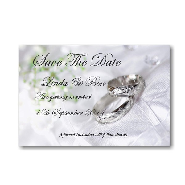 50 Personalised Save The Date Wedding Cards with Envelopes