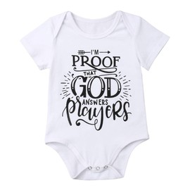 Newborn Baby GOT My Mind ON My Mommy Paws Funny Bodysuits Rompers Outfits Grey White 0-18M (R-I'm Proot That God Answers Players, 3-6M)