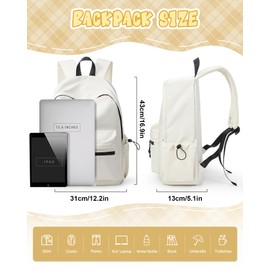 VENATIN Classical High School Bags Backpack for Boys Girls, Casual Daypack Backpacks,Lightweight College Backpack,Laptop Bag,Beige