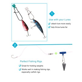 Fishing Line Sinker Slide with Hooked Snap - 30pcs/Box High-Strength Braid Line Sinker Slider with Duo Lock Snap Hooked Snaps Sinker Weight Connector with Safety Snap Fishing Accessories