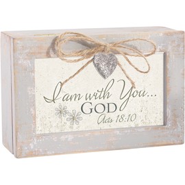 I Am with You God Natural Taupe Jewelry Music Box Plays Amazing Grace