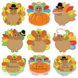 30 Pack Turkey Sticky Notes Total 600 Sheets Funny Thanksgiving Notepads Self-Adhesive Writing Memo Pad for Kids Teens School Classroom Office Supplies (Turkey Light)
