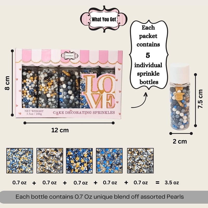 Confect Fathers Day Sprinkles | Black, Blue & White Sprinkles