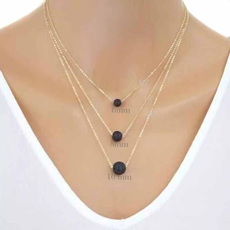 Deluxe Collar 3 En 1 Piedra Volcánica Aceite Relajante Joyería