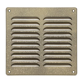 PATIKIL 8x8 Inch Aluminum Gable Vent, Exterior Wall Outlet Vent Cover HVAC Air Grille Louvered Screen Mesh for Kitchen Bathroom Ventilation, Gold