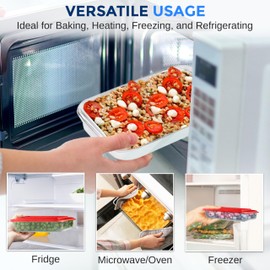 SereneLife 4-Piece Glass Baking Dish with Lids Set - Heavy Duty Rectangular Glass Baking Pan with BPA-Free Lids, Oven-Safe Bakeware for Lasagna, Meats, Desserts, & More - Dishwasher Safe, Red