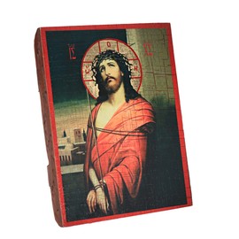 NKlaus Jesus Christ, Christian Wooden Icon Sealed 16 x 12.5 cm, Handmade 37012