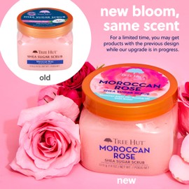 Tree Hut Shea Sugar Scrub - Moroccan Rose - 18 oz - Exfoliating Body Scrub for Smooth, Glowing Skin - Made with Real Sugar and Shea Butter