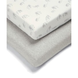 Mamas & Papas 2 Pack Cot/Bed Fitted Sheets, Elephant