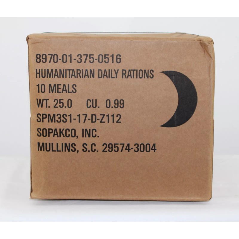 Sopakco/Wornick MRE Meal Cases - HUMANITARIAN DAILY RATION - RANDOM