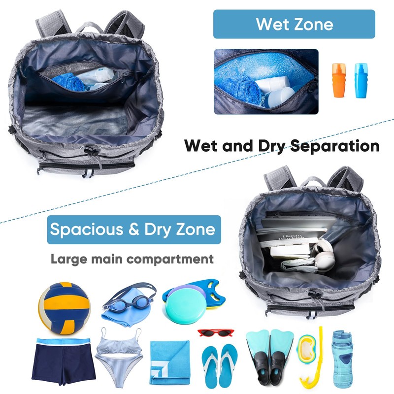 VIGEGARI Large Beach Backpack Waterproof Sandproof - Oversized Beach Bag-