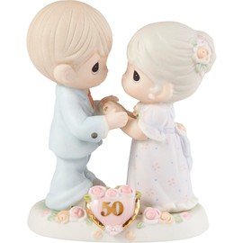 Precious Moments, 50th Anniversary Keepsake Bisque Porcelain Figurine - 'We Share A Love Forever Young', 115912