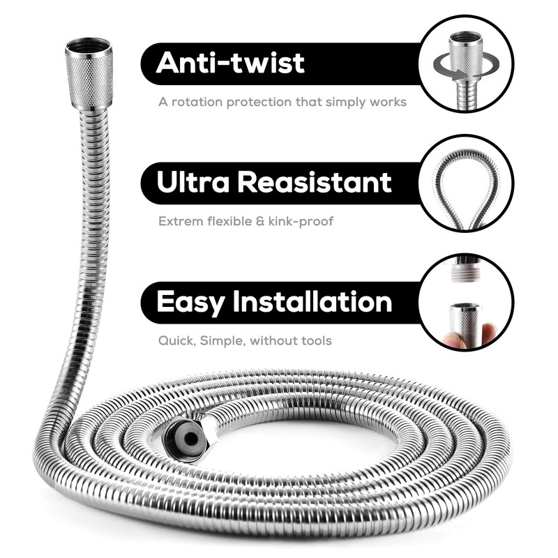 Shower Hose Extra Long Stainless Steel 118 Inches Handheld Shower