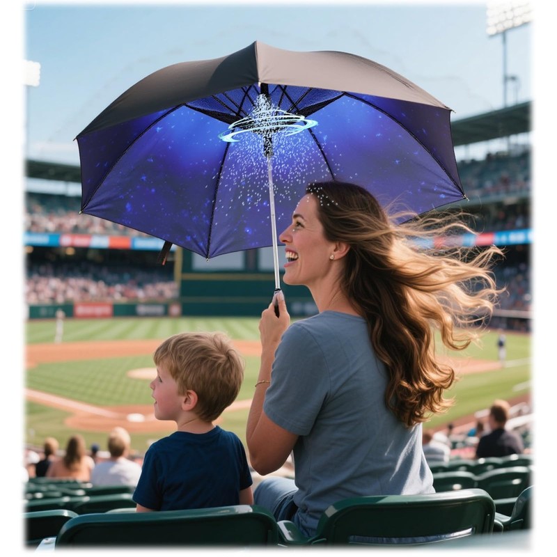 Tefedpot Umbrella with Fan and Mist Spray, 2025 upgraded 3-in-1