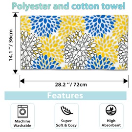 CXULIN Dahlia Floral Hand Towel Set of 2,Blue and Yellow Abstract Art Face Washcloths Fingertip Kitchen Towels 28 x 14 Inch Soft Bath Dish Cloth for Bathroom Gym Hotel Salon Spa Sport