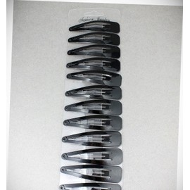 Perfect Hairstyle with Our Hair Accessories - Black Set Pack Of 12 Metal Hair Accessory Clips Snap Barrettes 2 5/8" Wide Fashionable Hair Accessory Hair Jewelry Accessories for Lady Women