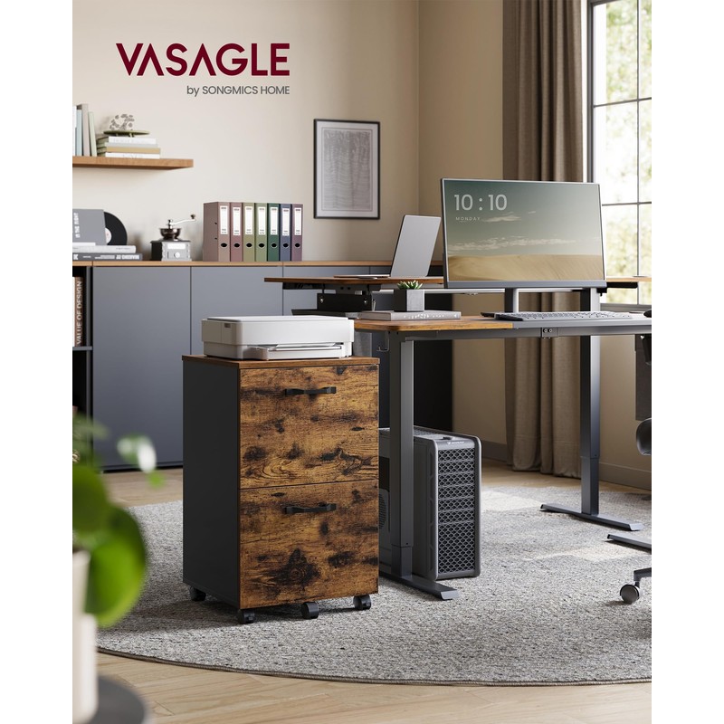 VASAGLE 2-Drawer File Cabinet, Small Rolling Filing Cabinet for Home