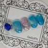 ❄️Antarctic sea handmade nail tips❄️ - Short straight nose pin