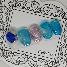 ❄️Antarctic sea handmade nail tips❄️ - Short straight nose pin / ❄️남극바다 수제네일팁❄️ - 숏일자형코핀