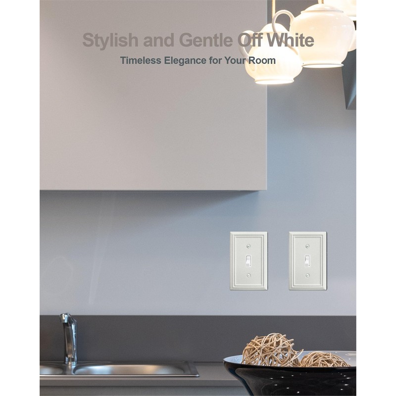 ZILLSEA 4-Pack Single Toggle Wall Plate, Metal Light Switch Cover,