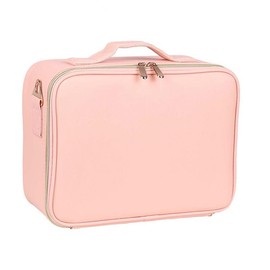 O Portable Travel Makeup Case with LED Mirror featuring 3-Color Adjustable LED Lighting & Dividers, Perfect for Maintaining Your Makeup Anytime, Anywhere - Multi-Colored Makeup Bags - Color: Pink, szie: 12 Inch