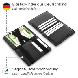 Jaimie Jacobs Flap Boy Slim without Coin Compartment Magic Wallet Integrated RFID Protection Magic Wallet Genuine Leather, Vegan black, Wallet