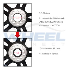 WHEEL CONNECT Hub Centric Rings,72.6 to 66.9, Aluminium Alloy Hubrings,66.9 to 72.56, Set of 4,O.D:72.6-I.D:66.9 mm. A