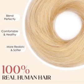 Hairro Hair Bun Piece for Women 100% Real Human Hair Extensions Messy Updo Scrunchies Fake Donut Bun Hairpiece, Bleached Blonde