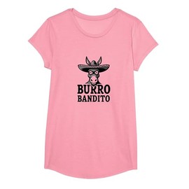 Burro Bandito Donkey Mexican Outlaw Funny Western Art T-Shirt, Girls, Pink