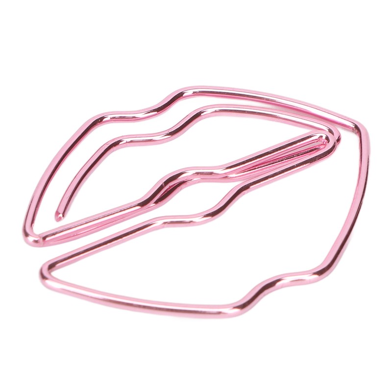 100pcs Paper Clips Portable Purple Lip Shape Rustproof Electroplated Metal
