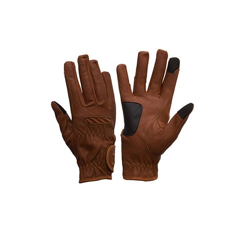 eGlove EQUEST GRIP PRO Leather Touchscreen Horse Riding Gloves (Tan,