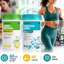 Kit Probióticos Enzimas Digestivas 2x60 Cápsulas Adultos