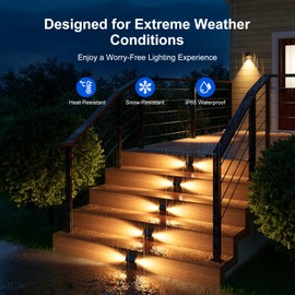 12 Pack Solar Powered Stair Lights Outdoor Waterproof Warm White Lamp for Deck Step Safety Outside Decorative LED for BackYard, Porch Step, Walkway, Garden, Pool, Easy Installation & Enhanced Ambiance